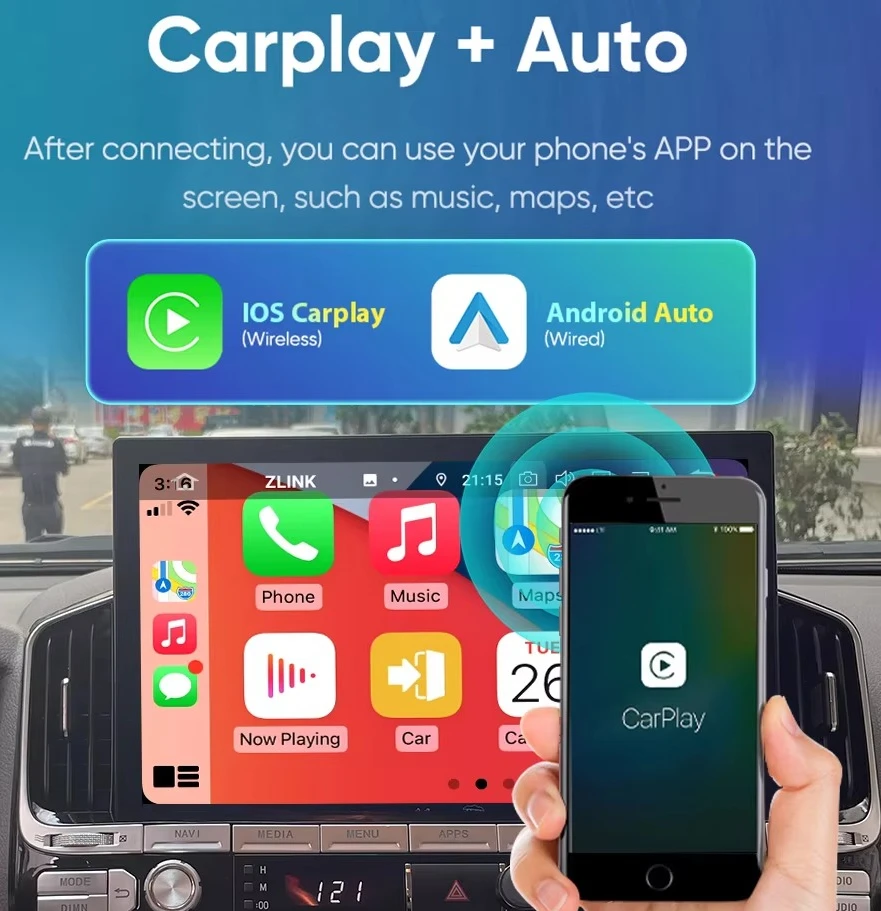 13.3'' for Land LC200 2016-2021 Navi Touch Screen Stereo Auto Wireless Carplay Multimedia Player Head Unit