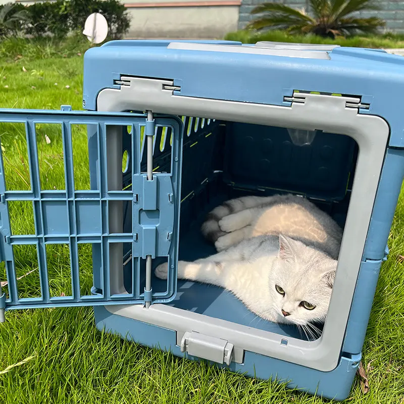 Plastic Travel Airline Approved Box Plastic Pet Transport Cage Luxury Kennel Breathable Cage Foldable Dog Pet Carrier