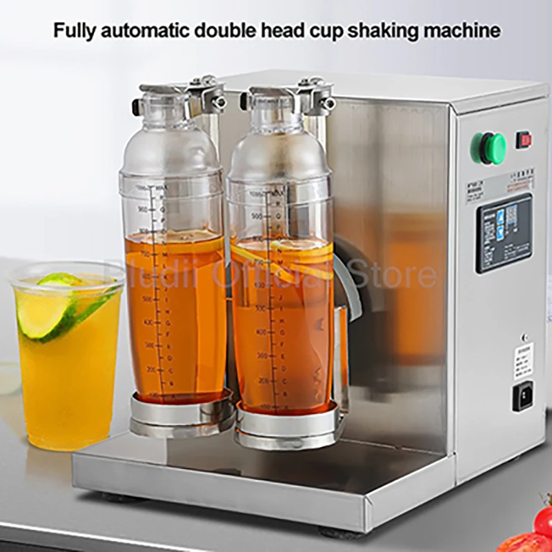 304RPM Dual Head Commercial Milk Tea Shaker 140W Automatic Stainless Steel Mixer 350 1000ML Adjus for Bubble Tea Shop