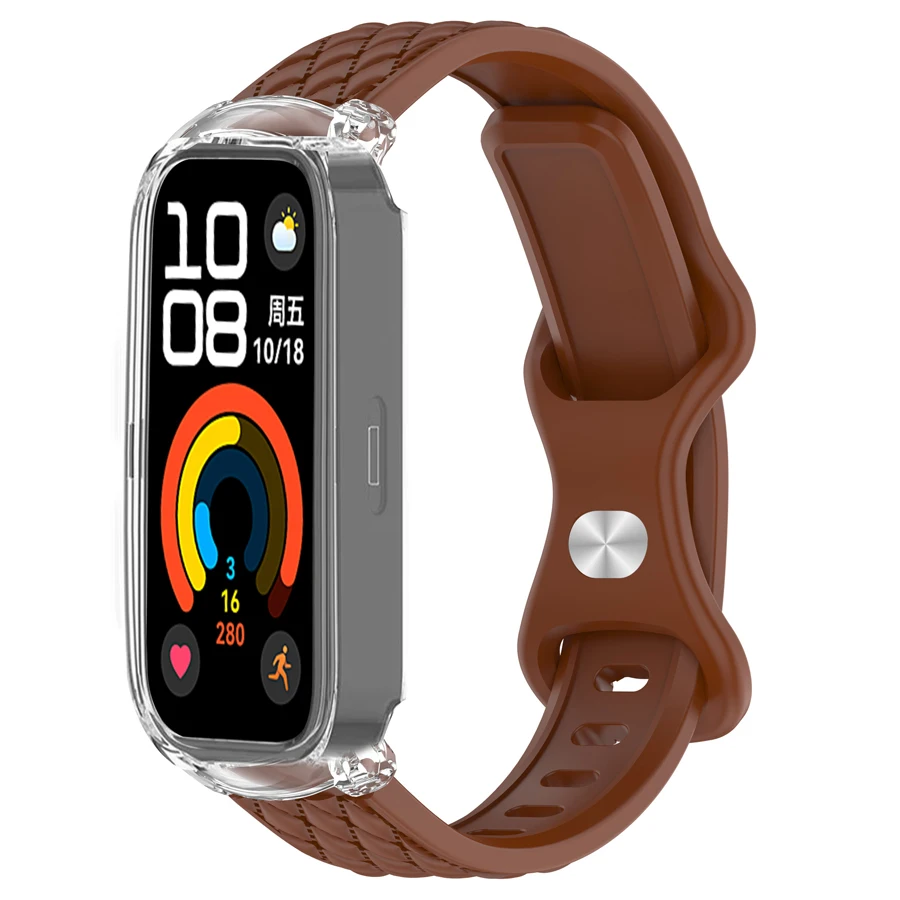 3D siliconen bandje voor Mi Band 9 8 Active horlogeband voor Xiaomi Smart Band 8 Active voor Redmi Band 3 2 polsband met PC hoesje