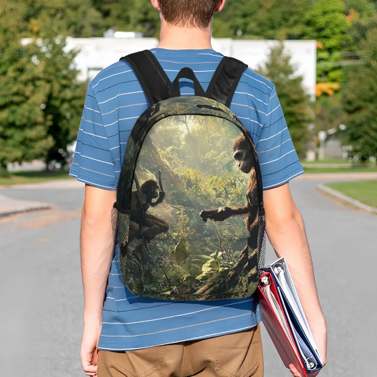 Monkey Herd In Forest With Sunshine Backpack Student BookBag Children School Bag Laptop Shoulder Bags for Men Women
