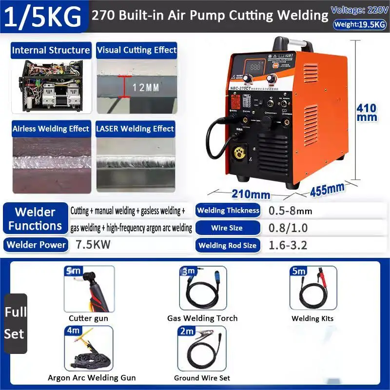 Factory Sell 220v Plasma Cutting Machine MIG TIG MMA Welding Machine Multifunctional Welder With Compressor