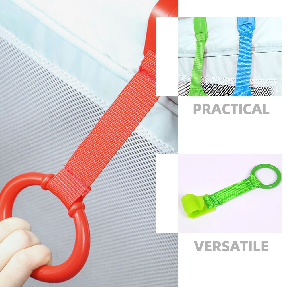 4 Pcs 유아용 침대 슬링 아기 산책 보조 링 벨트 손 당김 플라스틱 유아용 침대