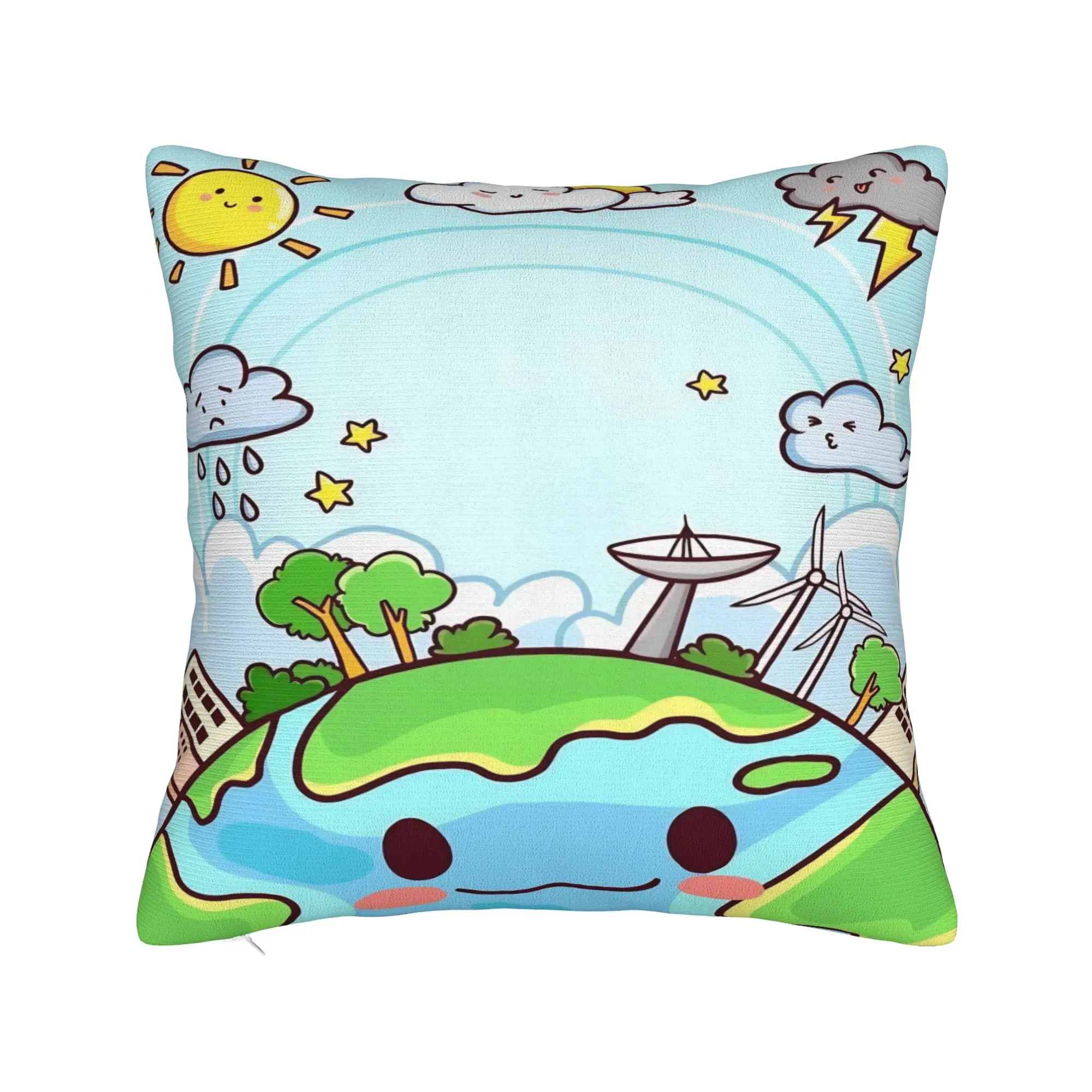 Earth Love Support Planet Nature Lover Pillowcase Polyester Cushion Cover Gift  Pillow Case Cover Home Square 18'