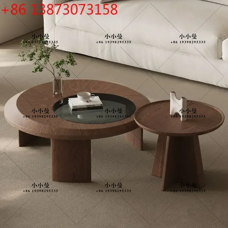 Modern simple light luxury walnut round designer new Chinese coffee table