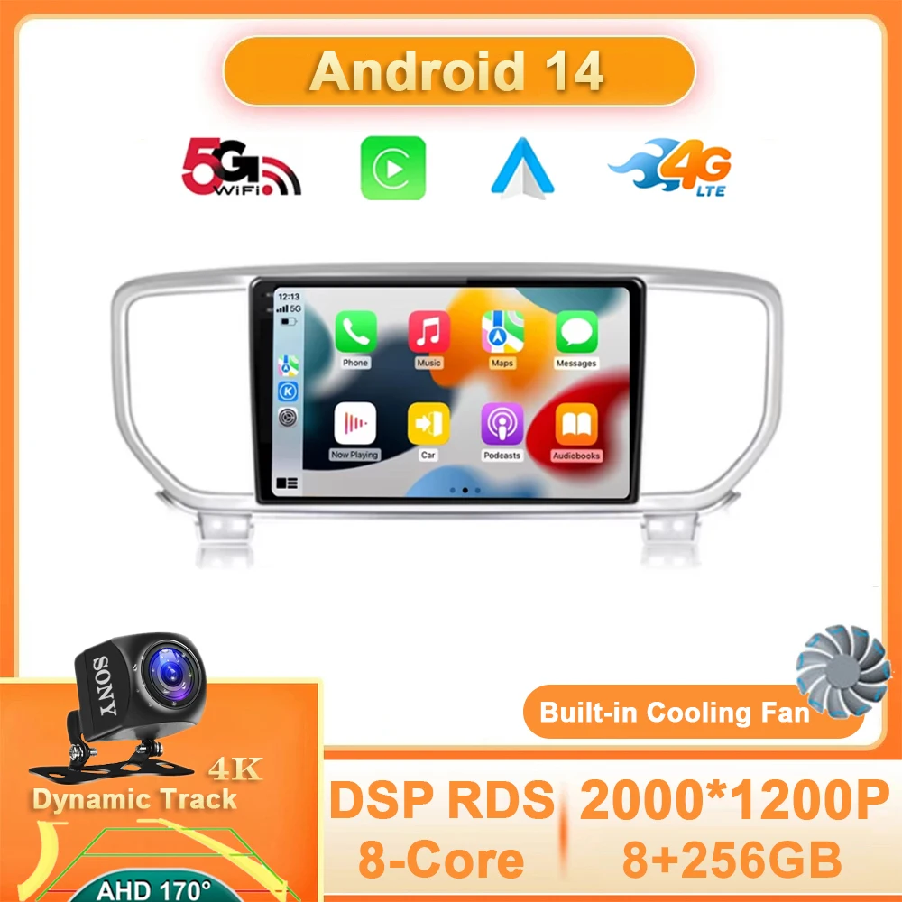 

Android 14 DSP For Kia Sportage 4 QL 2018 2019 Car Radio Multimedia Stereo Video Player 4G WIFI GPS Navigation Carplay Auto QLED