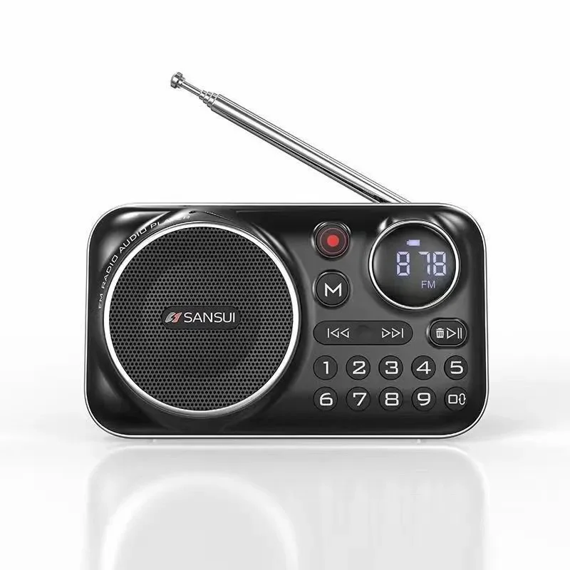 Rádio FM portátil para idosos, Walkman ao ar livre, Bluetooth 5.0 Speaker, Leitor de música MP3, Suporta gravação de auscultadores