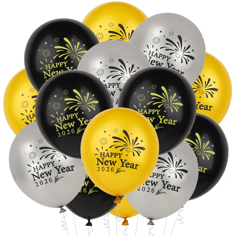 

15pcs Happy 12inch New Year Merry Christmas Decorations Latex Balloons Xmas New Year 2026 Party House Parties Bars Ornament Toys