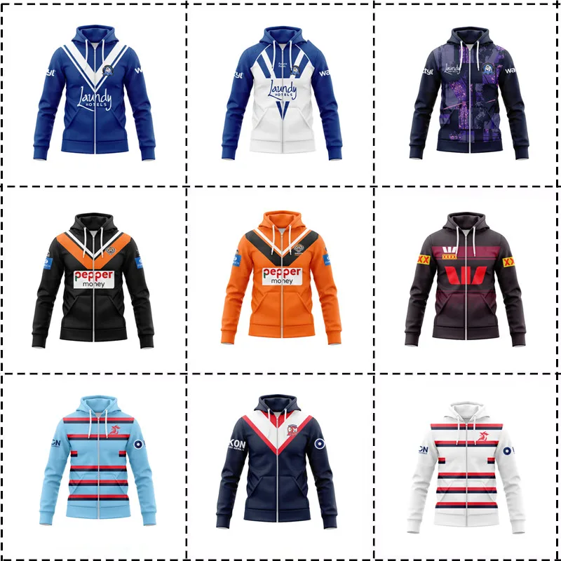 

2025 Wests Tigers /Bulldogs MENS ZIPPER HOODIE RUGBY JERSEY -All teams Size: S--5XL
