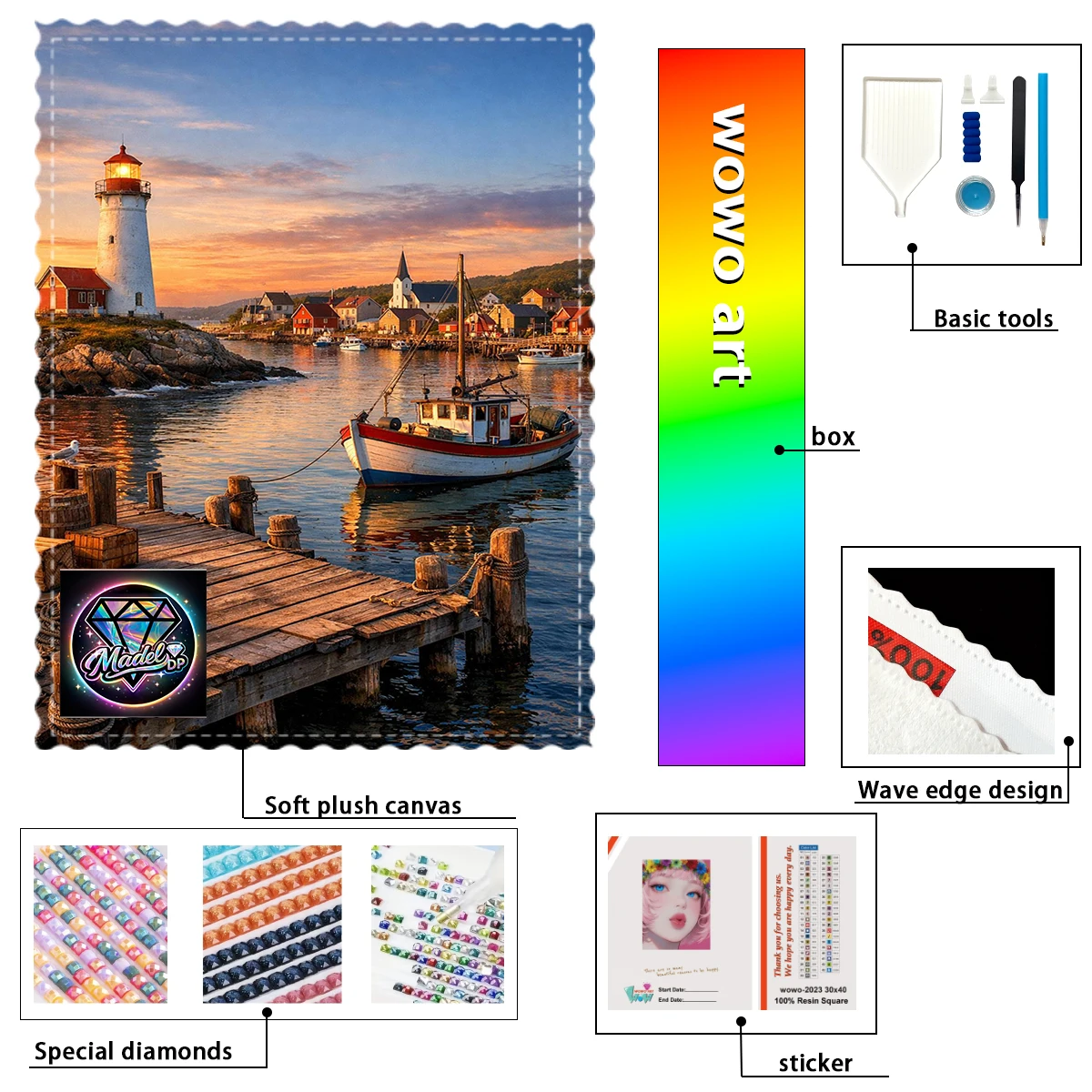 

【madel_ Diamond Art】Стразы Crystal AB и FD из смолы, идеальные имитации бриллиантов, серия Puerto y barcos