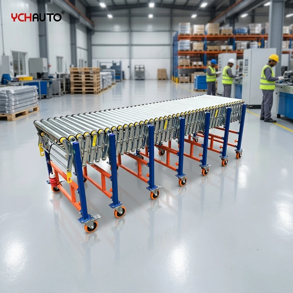 Warehouse Sorting & Distribution Electric Expandable Roller Conveyor 360° Curved Powered Curve Conveyors