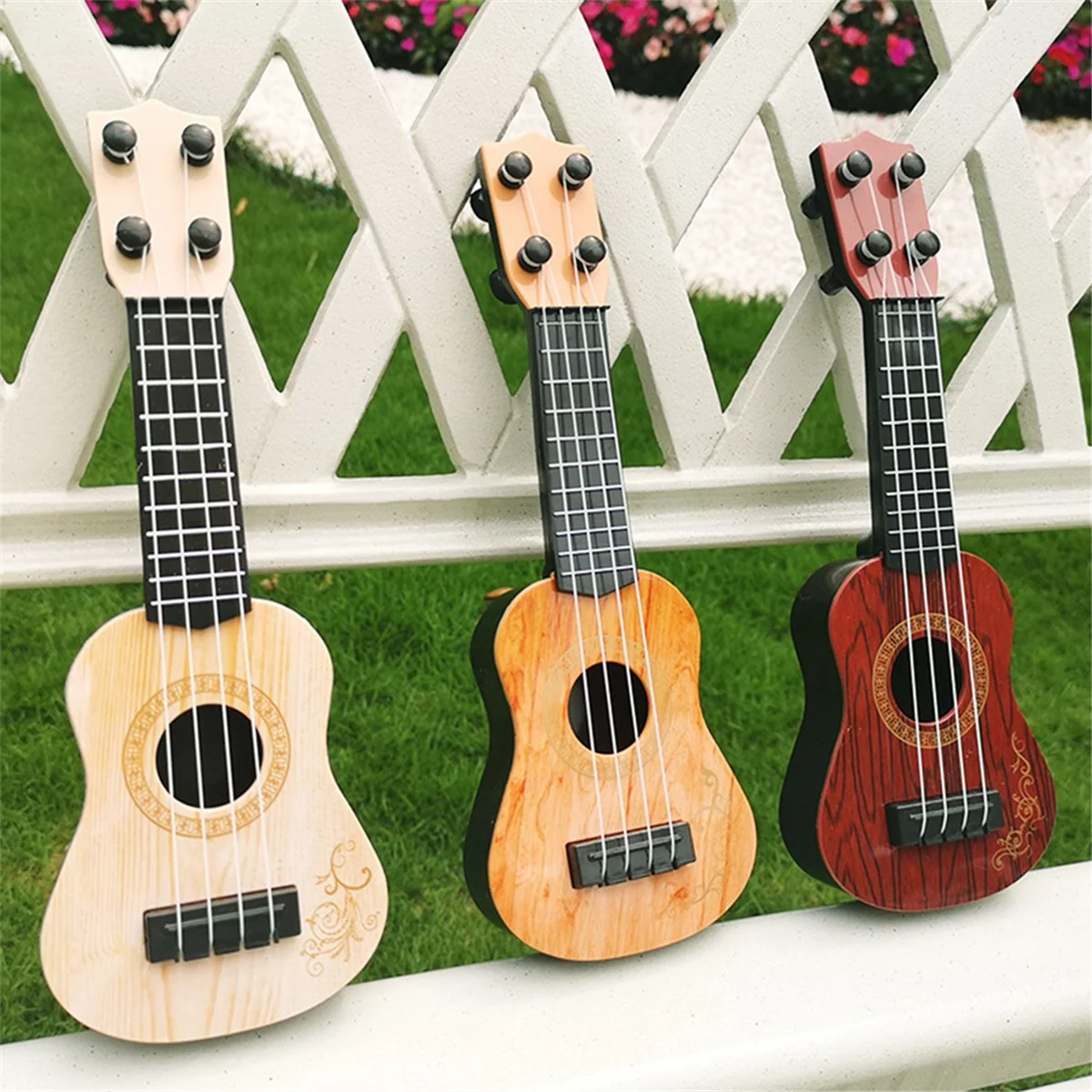 Guitarra de ukelele clásica para niños, juguete de Educación Temprana, suministros para fiestas, ajustable, café