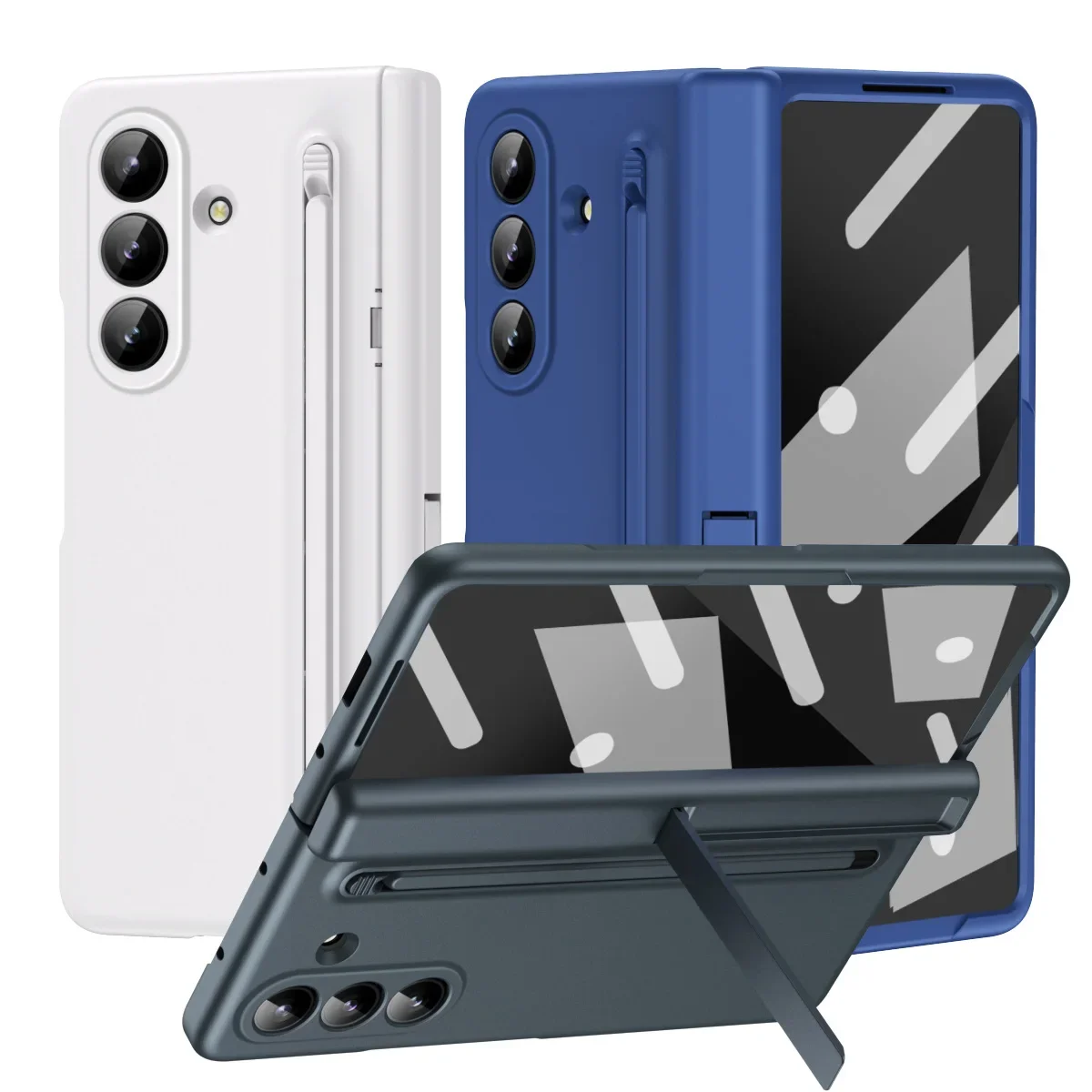 

High Quality Bracket Holder Hinge Phone Case for Samsung Z Fold 7 6 5 4 3 Stylus and Slot Tempered Glass Film Back Protect Cover