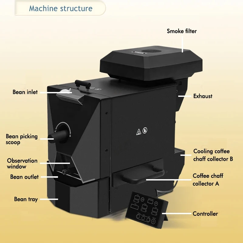 Electric Coffee Bean Roaster Commercial Automatic Roasting Machine with 3 Baking Curve Grain Dryer 110V 220V