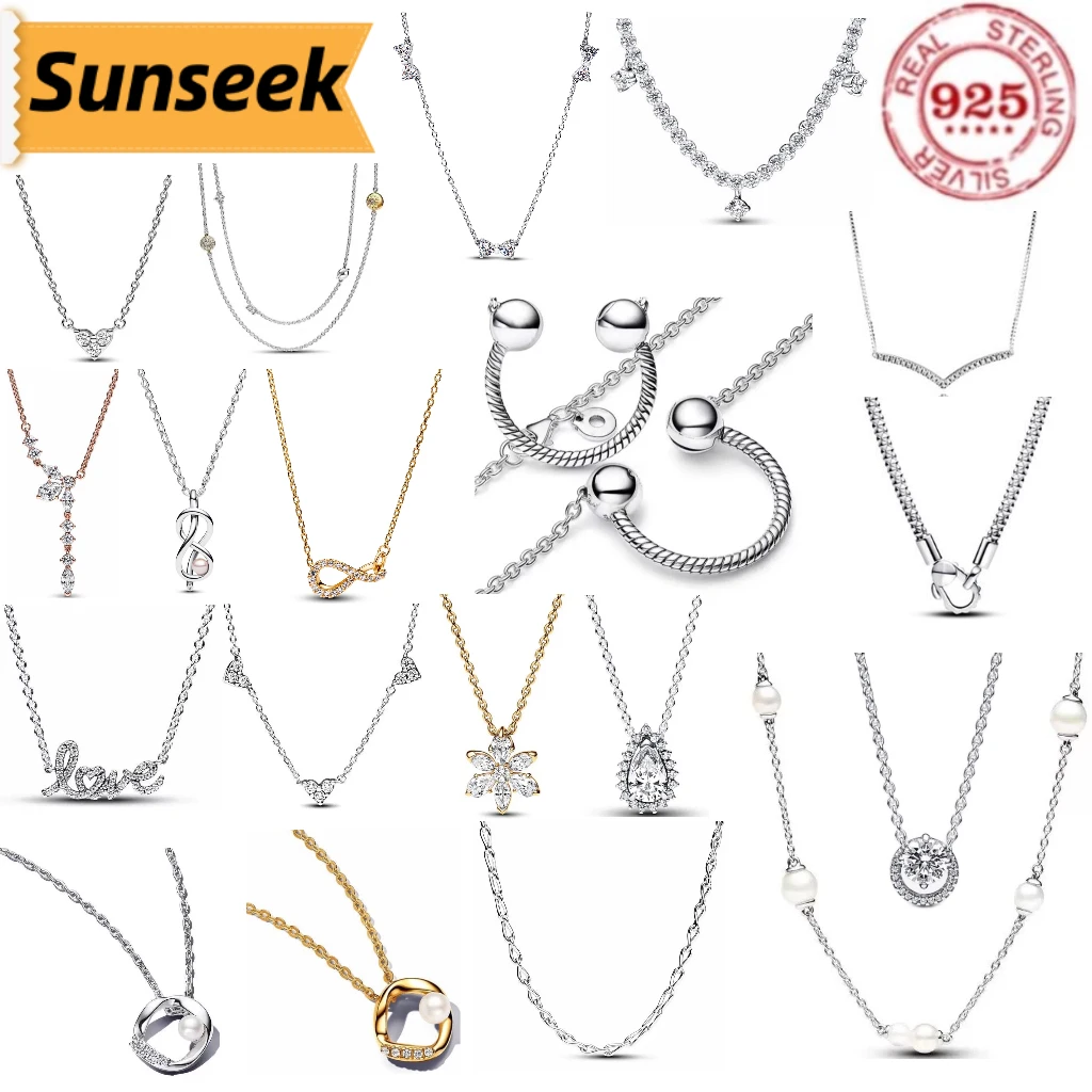Exquisite 100%925 Pure Silver water drop snowflake round zircon pendant necklace women's classic fashion jewelry for mom's gift