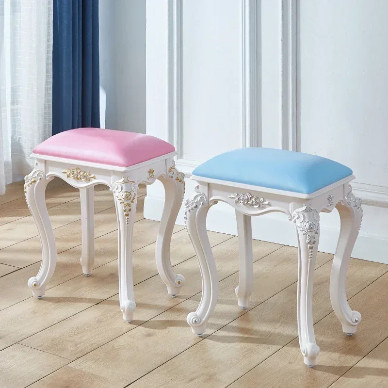European American Style Dressing Stools- Makeup Stool Soft Small Square Ottomans Household Chairs