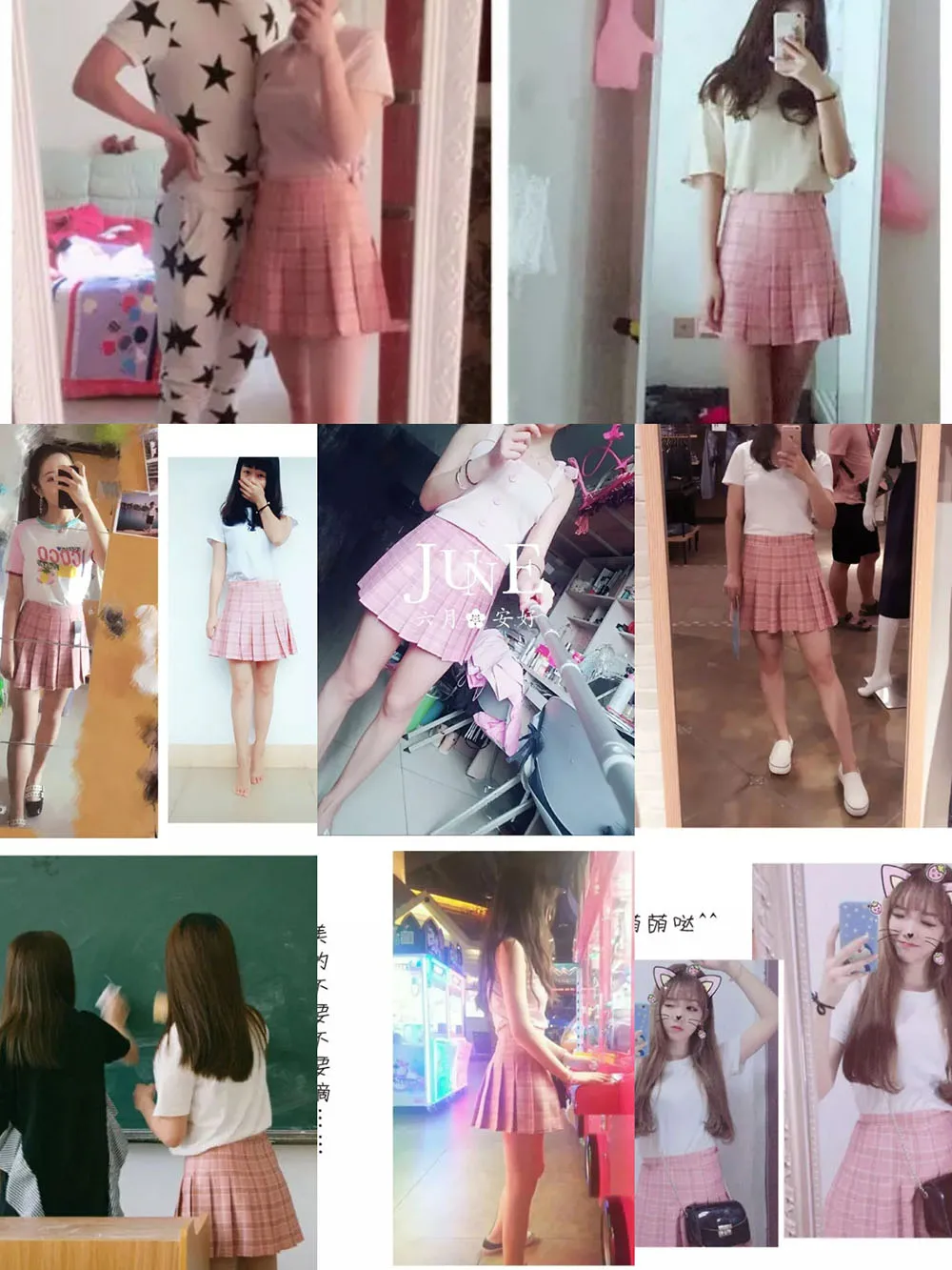 Pleated Skirt Female Student Korean Style Spring Summer Y2k New High Waist Slimming College Style A- Line Pink Plaid Skirt Women