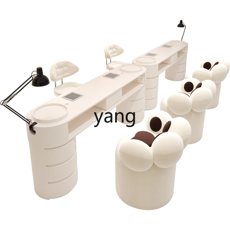 

CX Cream Wind Vacuum Cleaner Nail Art Table and Chair Set with Sockets Single Double Three Full Set Nail Art Table