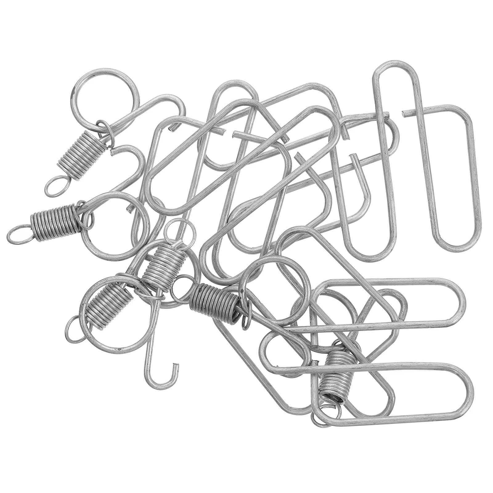 

6Sets Rabbit Cage Door Hook Silver Tone Spring Latch for Chicken Pigeon Quail Bird Hamster Cage Secure Closure