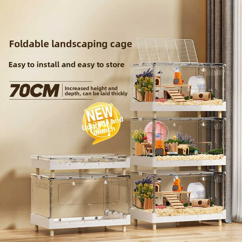 

Прозрачная акриловая клетка для хомяков 70 см, большой просторный вольер для сирийских хомяков, прозрачный модульный домик для ежей и грызунов