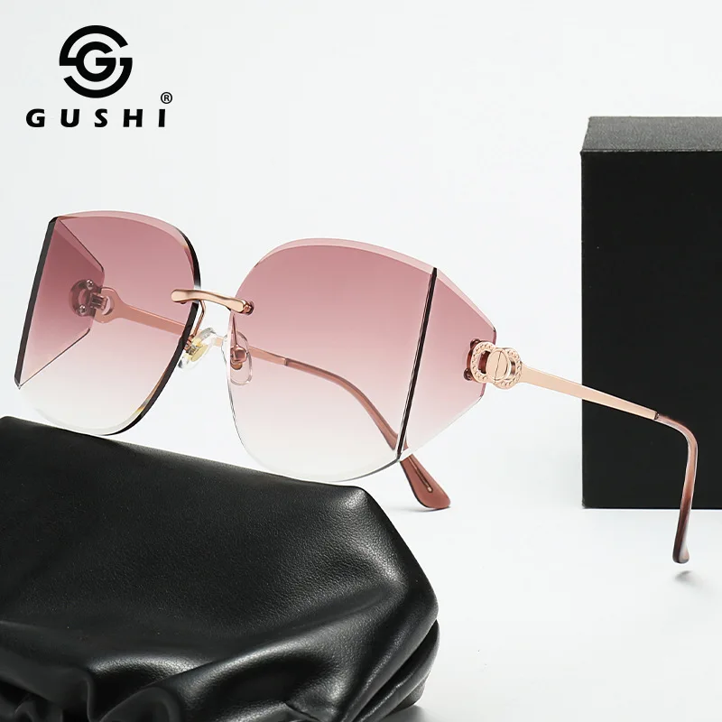 New Fashion Trendy Men's Rimless Sunglasses Female Online Influencer Same Style Plain Photo High-Grade Sunglasses Metal Glasses