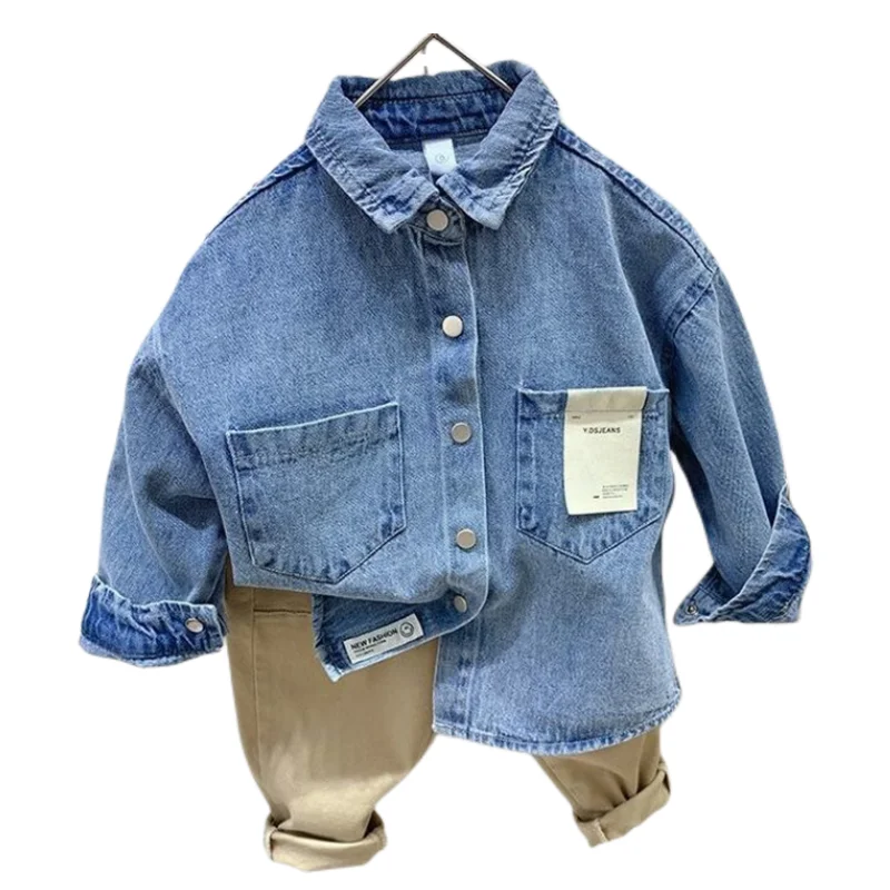 Boys Baby\'s Kids Blouse Jacket Outwear 2023 New Jean Spring Autumn Shirts Cotton Gift Plus Size Children\'s Clothing