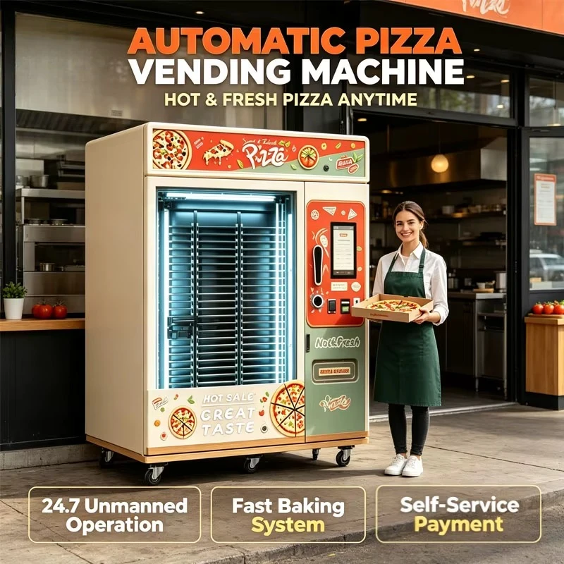Pizza Vending Machine Smart Automatic Pizza Dispensing Unit Customized Parameter For Supermarket Lobby Office Building Kiosk
