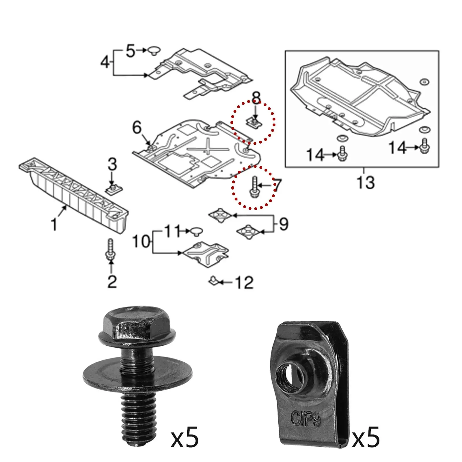 6MM Auto U-Clip Self-Tapping M6 Engine Hood Chassis Cover Protective Body Bumper Fender Lining Fastening Metal Screws