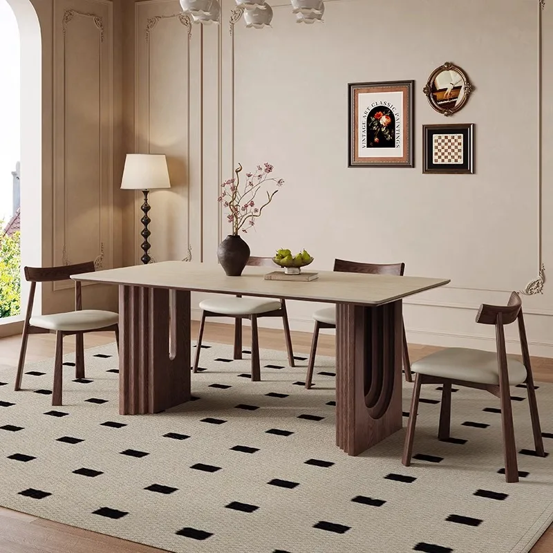 Solid wood slate dining table French vintage living room home used second-hand dining table