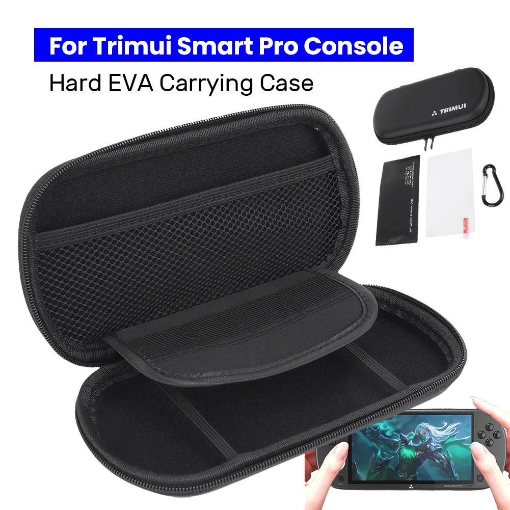 Hard EVA Carrying Case with Tempered Glass Film Portable Hard Travel EVA Case for Trimui Smart Pro Handheld Game Console