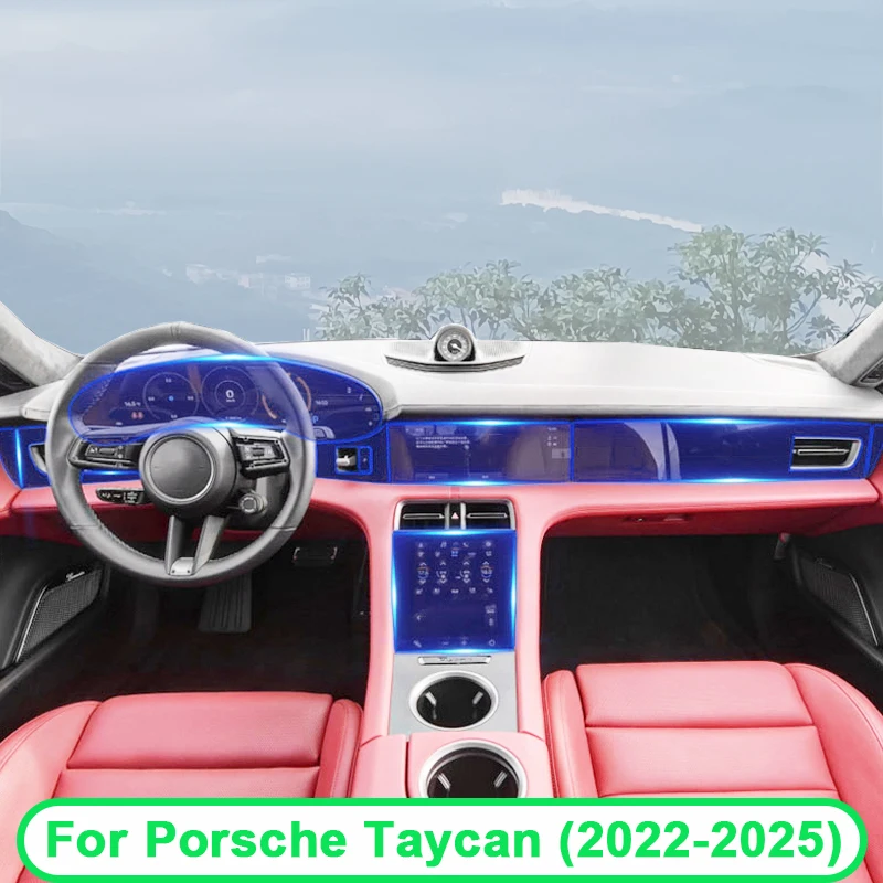 

Защитная пленка против царапин для Porsche Taycan 2022-2025, внутренняя защитная пленка для экрана автомобиля, сенсорный экран, навигация, наклейка на приборную панель