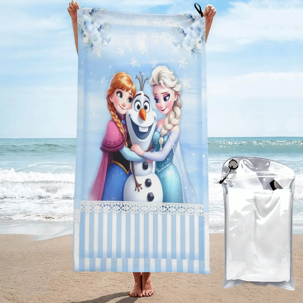 Frozen Anime Elsa Towel for Beach Summer New Arrival Water Absorbing Towel Sand Free Surf Towels