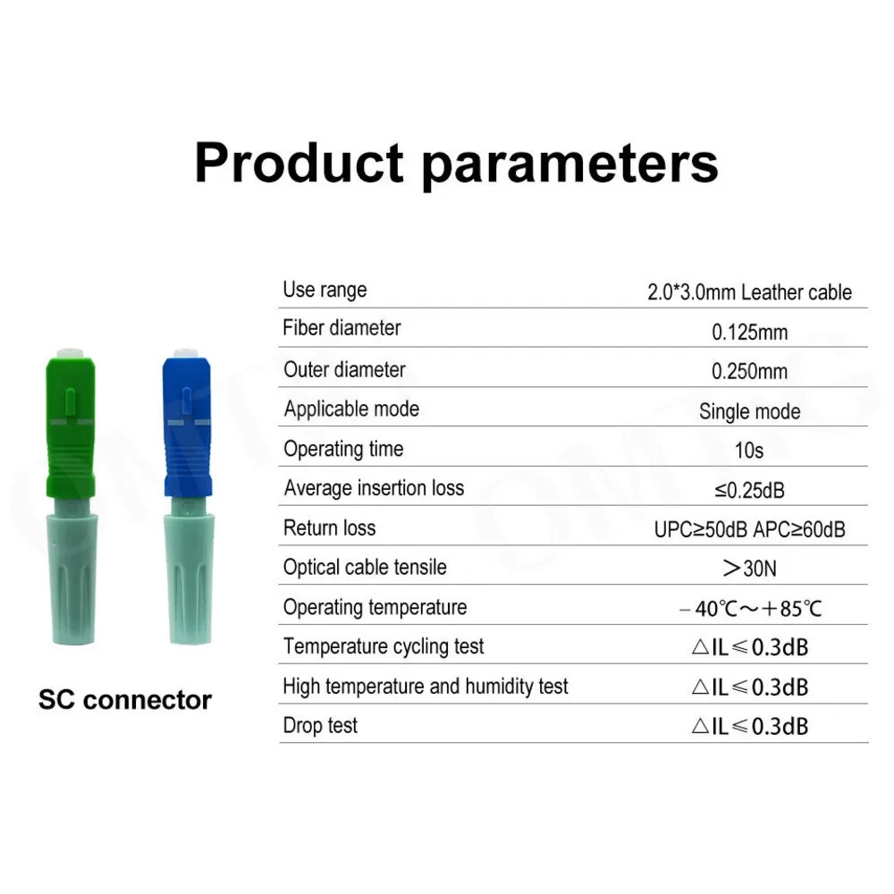 SC Apc SM 단일 모드 광 커넥터, FTTH 도구 콜드 커넥터 도구, UPC 광섬유 고속 커넥터, 고품질