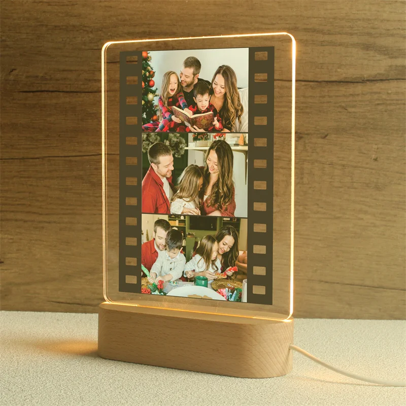 Personalized Memory Film Lamp,Custom Photo Night Light,Photo Collage Gift,Our First Trip, Anniversary Gift