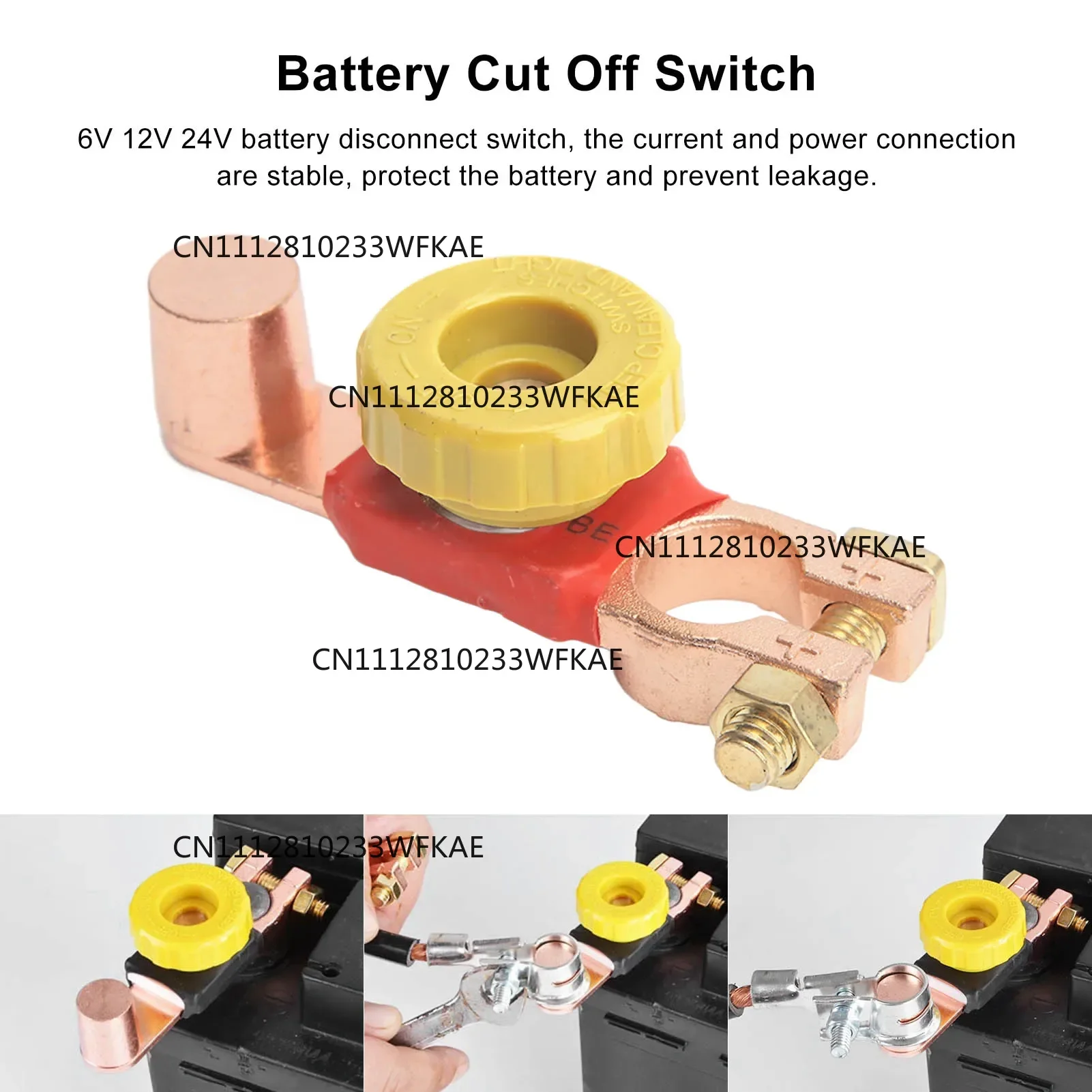 6V 12V 24V Auto Battery Disconnect Switch Power Cut Off Positive Battery Terminal Connector for Car RV ATV