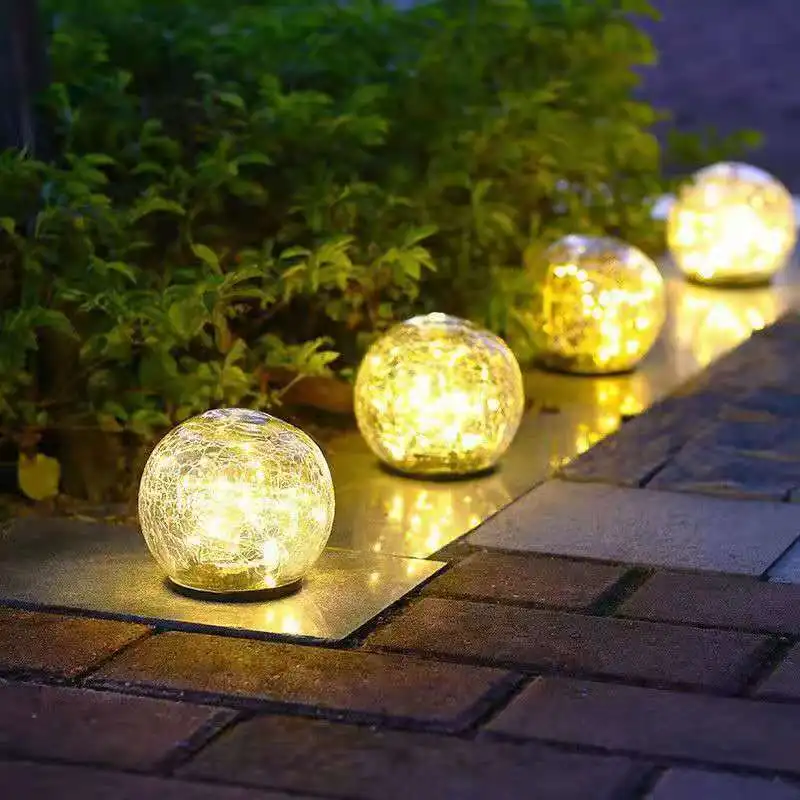 

10cm/3.94in Solar crack glass ball garden lamp, waterproof garden decoration, outdoor courtyard lamp