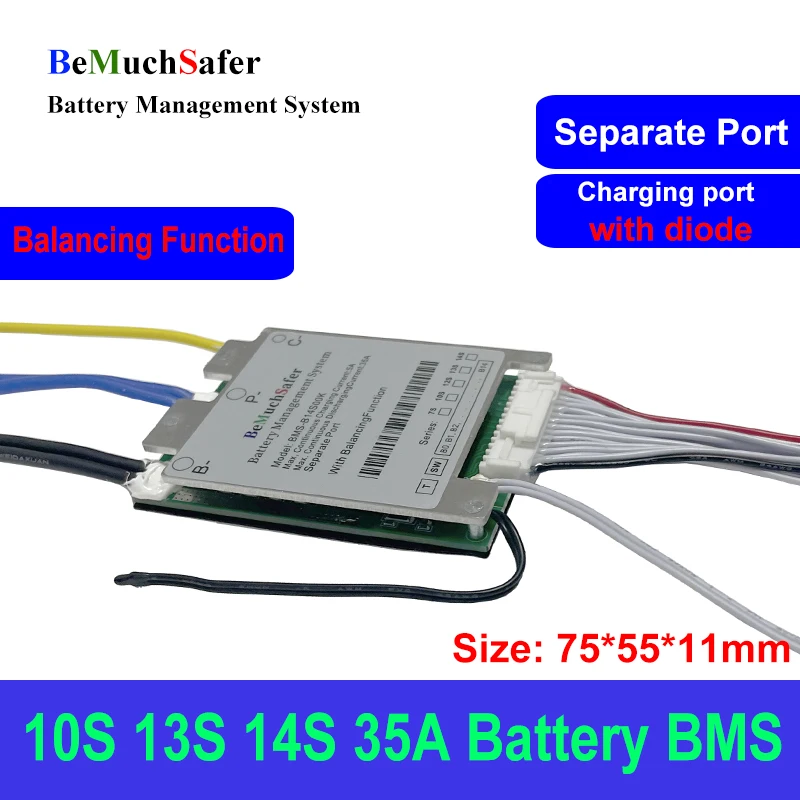 BeMuchSafer 7S 10S 12S 13S 14S 30A 35A Battery BMS With Balancing Function 10S35A 13S35A 14S35A 30A 24V 36V 43.2V 48V 52V PCM