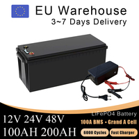 12V 200Ah 24V 100Ah 48V 100Ah LiFePO4 Battery Lithium Iron Phosphate Batteries For Solar Home Energy Golf Car Forklift Boat