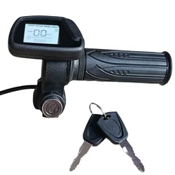 48V Electric Bike Handlebar Throttle 5pin Hall Throttle With LCD Display For E-bike E-scooter Speed Control Thumb Accelerator