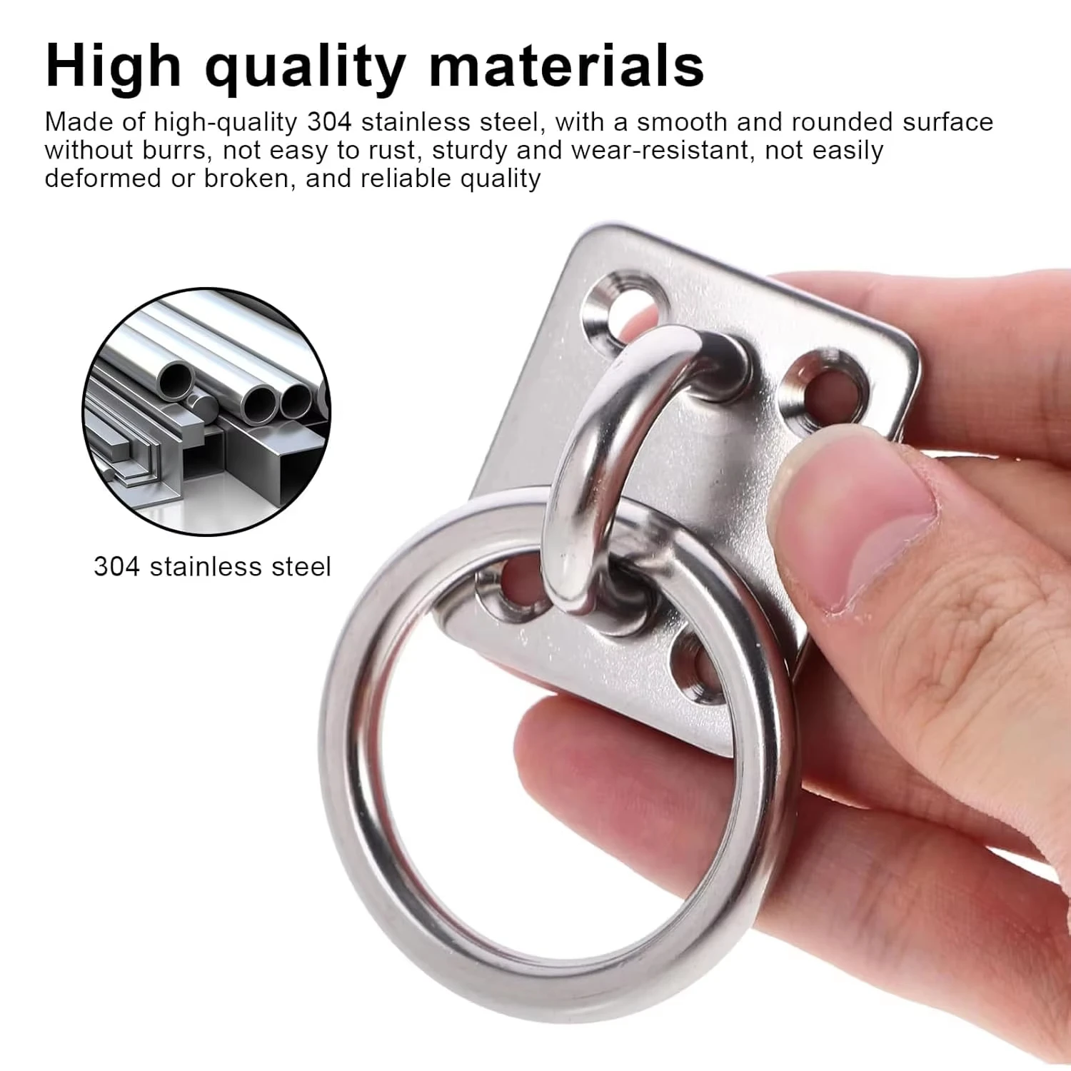 Stainless Steel Eyelet Plate with Ring Heavy Duty Ceiling Wall Mount Hook Hammock Plant Light Hanging Fixing Buckles Boat Anchor
