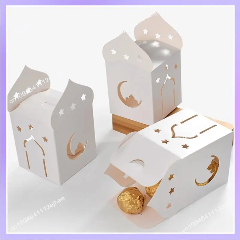 

N83R 50PCS Eid Mubarak Candy Boxes Hollow Star Moon Cookie Gift Packaging Box Ramadan Islamic Muslim Decoration Supplies Easy In
