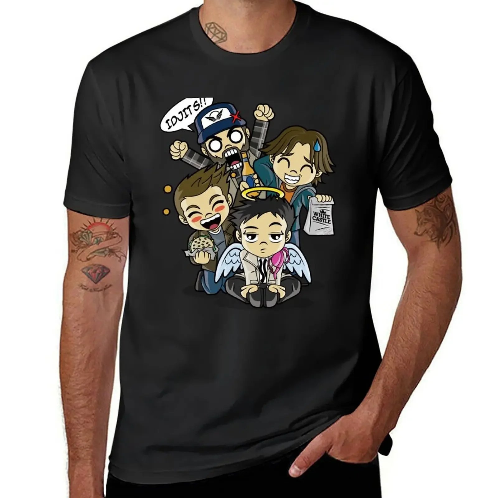 

Poor Castiel T-Shirt summer tops anime figures korean fashion mens white t shirts