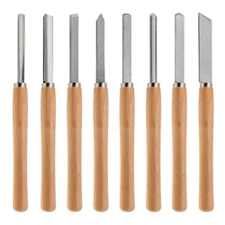 8pcs/set Professional Wood Turning Chisel Gouge Wood Carving Lathe Chisel Set for Beginner Hobbyist Woodworking Hand Tools