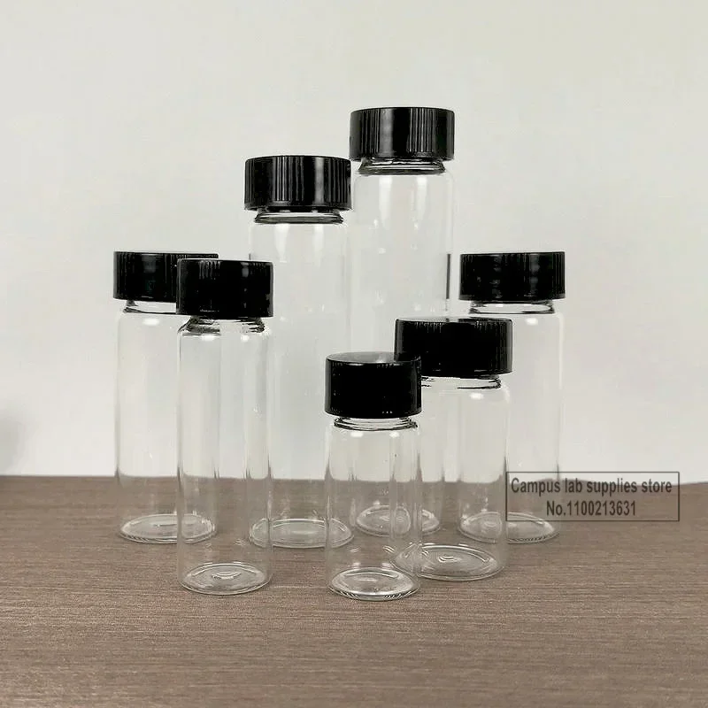 Laboratoryjna butelka na próbki o pojemności od 2 ml do 100 ml z przezroczystego, nisko borokrzemowego szkła leczniczego z zakręcaną górną częścią do eksperymentów chemicznych