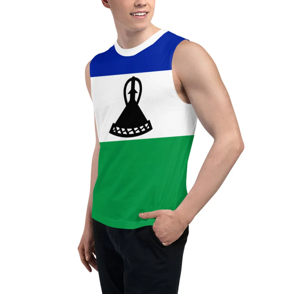Sleeveless T-shirt Lesotho Flag 3D Men's Boys Tshirt Gyms Tank Tops Fitness Joggers Basketball Training Vest