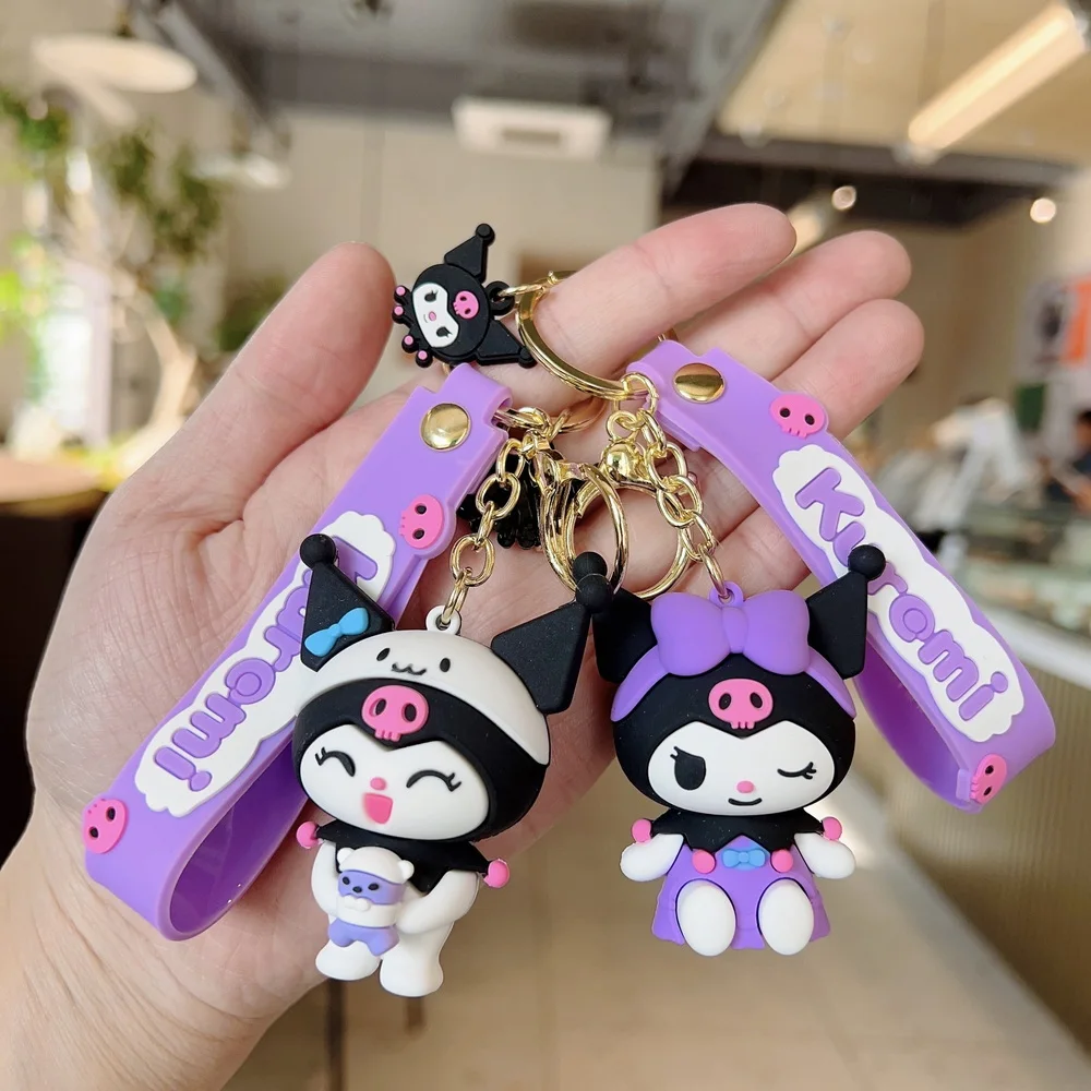 Wholesale Kawaii Sanrio Kuromi Keychain Pvc Doll Key Chain Cartoon Anime Cinnamoroll Bag Pendant Car Keyring Accessories Gift