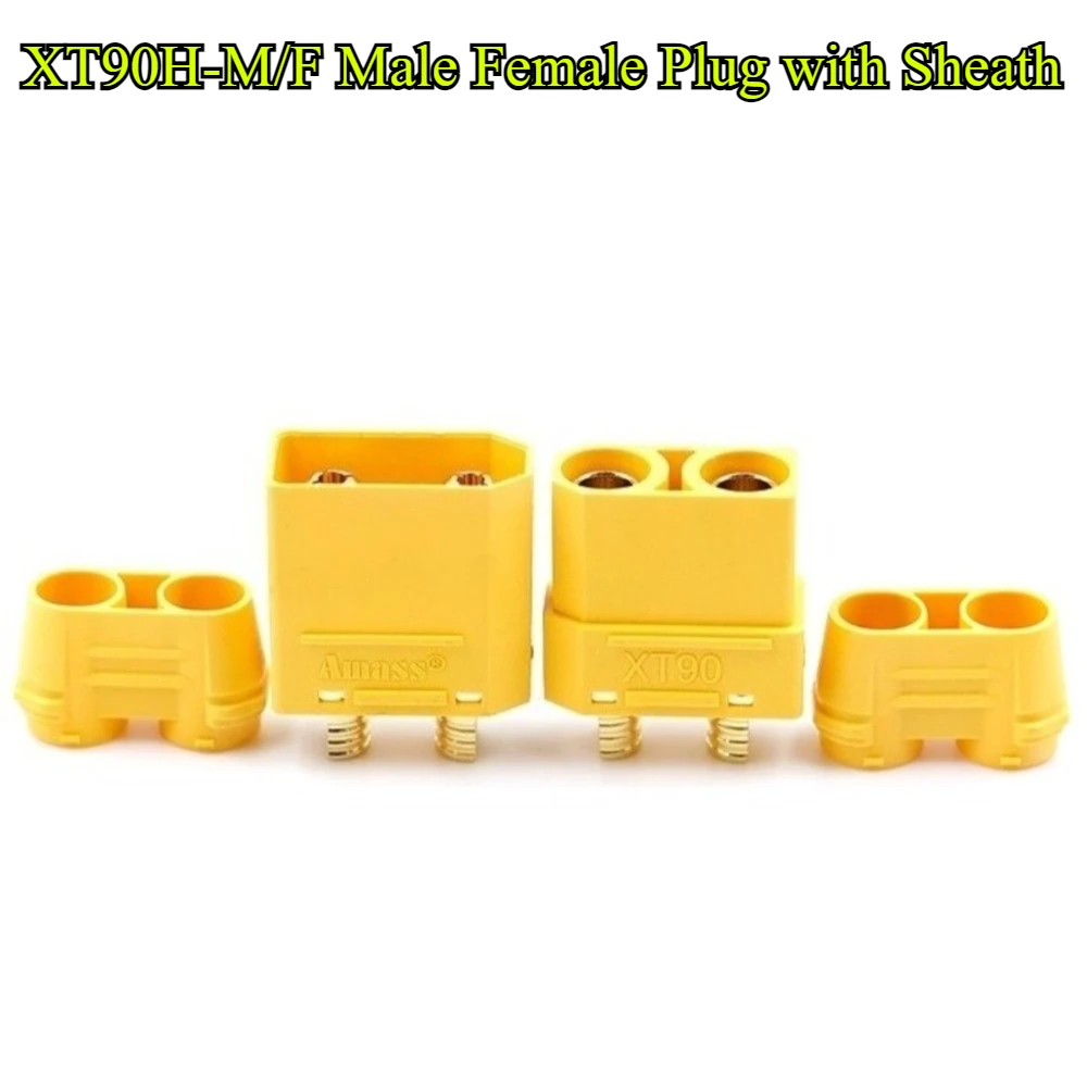 Xt90h xt90h (z) macho fêmea oco/plugue de vedação com fio 10cm/20/30cm 10awg fio de silicone para rc lipo bateria adaptador de carga