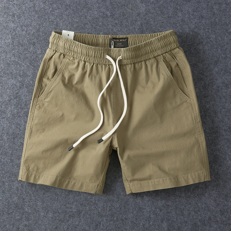 Kaus Fitn Lari Kasual Pria Musim Panas Celana Olahraga Melar Sejuk Panjang Seperempat Kaus Kaki Lurus Pinggang Tengah