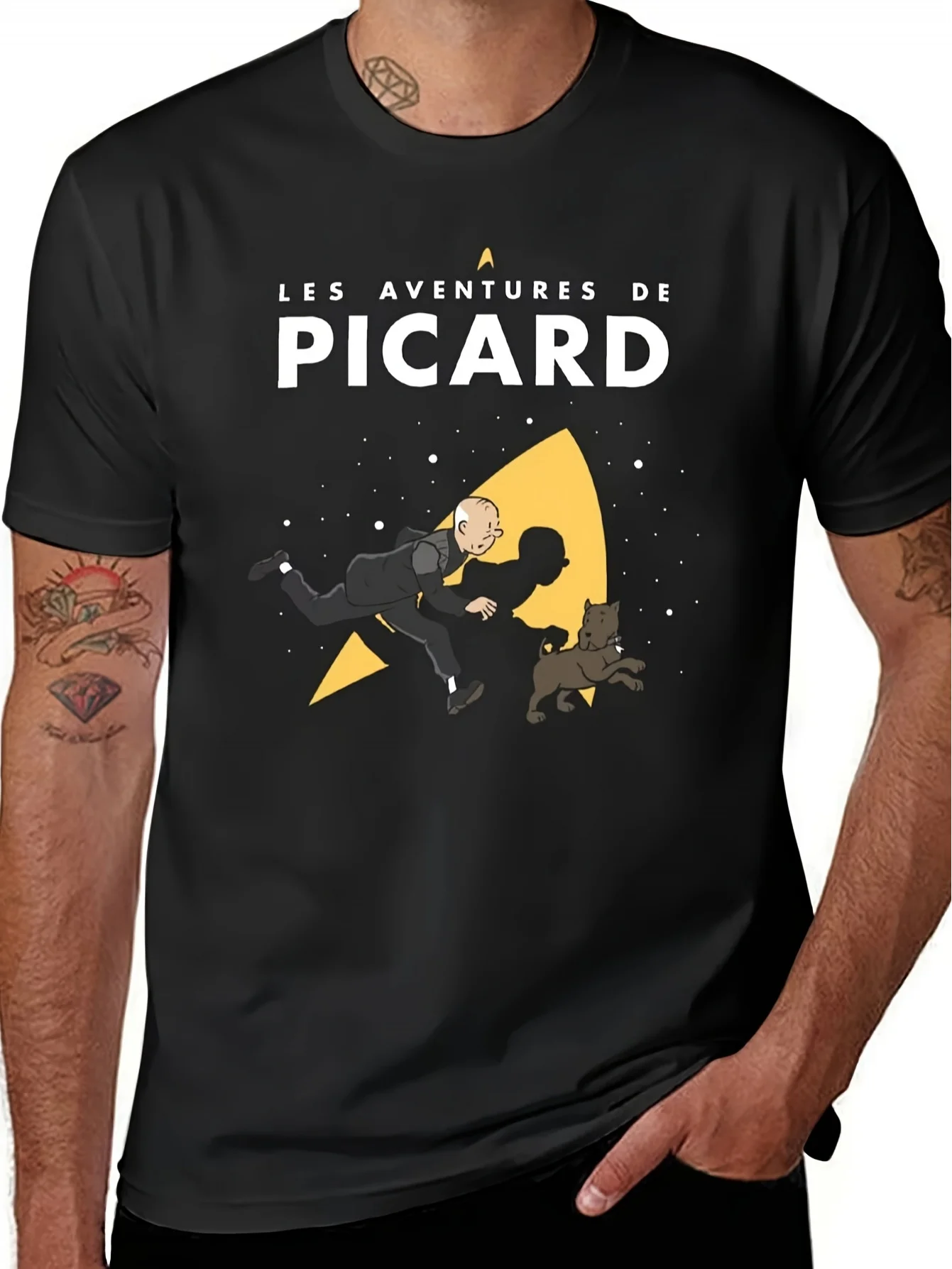 Las Aventuras de Picard (Colaboración con G!) Camiseta R) de Secado Rápido, Talla Grande, Ropa para Hombre, Camisetas para Hombre para Verano, Unisex