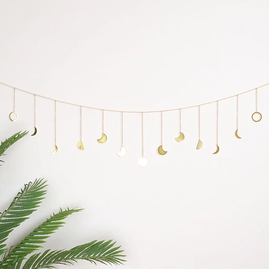 Moon Phase Wall Hanging Decoration Garland Boho Home Art Ornament for Bedroom Living Room, Type 2